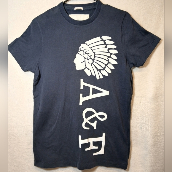 Abercrombie & Fitch Big Logo Chief Head Graphic T Shirt Black Large Rare vintage - Picture 1 of 5